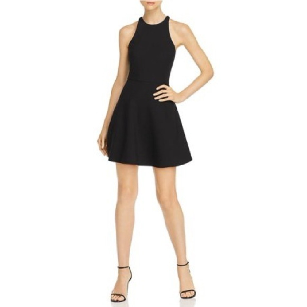 Likely Size 6 Black Halter Mini Dress Fit and Flare